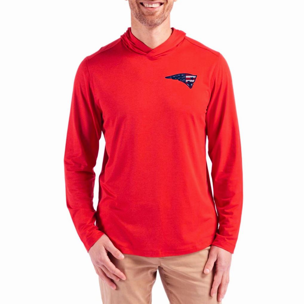 Men 2026 NFL New England Patriots Hooded long sleeved T-shirt red 001